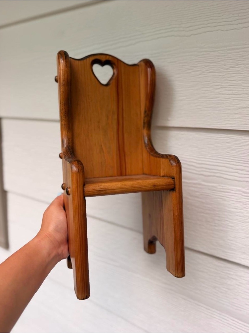 Wooden Heart Cutout Doll Chair